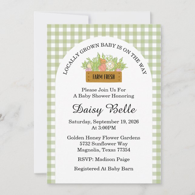 Vor Ort gezüchtetes Baby ist auf dem Weg zur Babyd Einladung (Vorderseite)