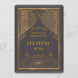 Vor PromJunior, großes Gatsby, Gold, grau Save The Date