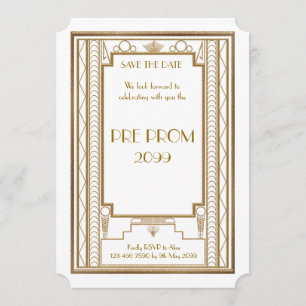 Vor PromJunior, großes Gatsby, Gold, weiß Save The Date