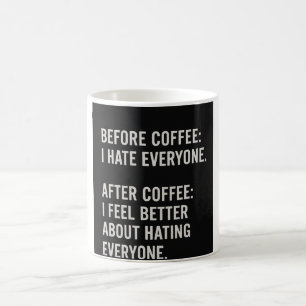 Vor und nach der TASSE des Kaffees