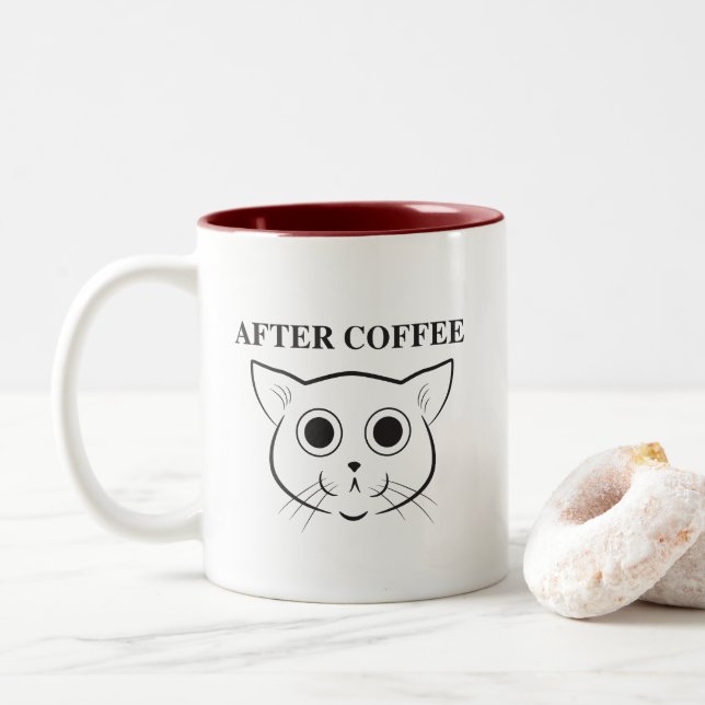 Vor und nach Kaffee Katzen-Tasse Zweifarbige Tasse (Mit Donut)