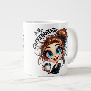 Vor und nach Koffein - sarkastische Grumpie Jumbo-Tasse