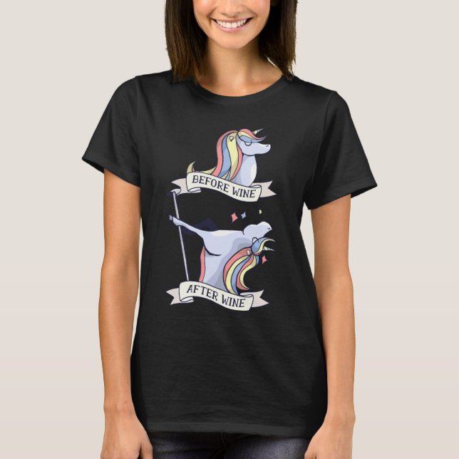 Vor und nach Wein T-Shirt (Vorderseite)