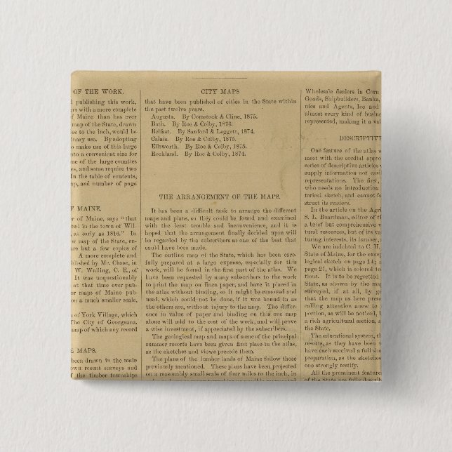 Voratlas des Staat Maine Button (Vorderseite)