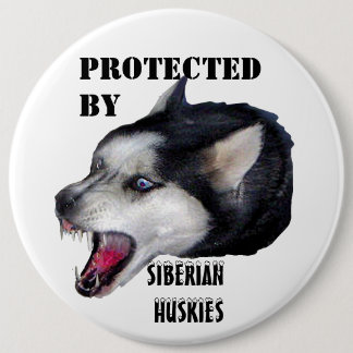 VORBEI GESCHÜTZT, SIBIRISCHER HUSKIES-KNOPF BUTTON