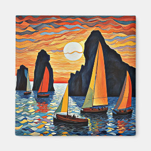 Vorbeisegeln an Felsen Magnet
