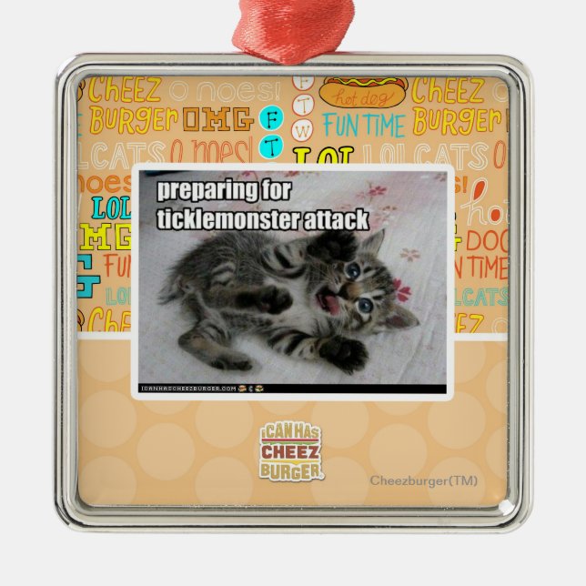 Vorbereiten für Ticklemonster Angriff Ornament Aus Metall (Vorne)