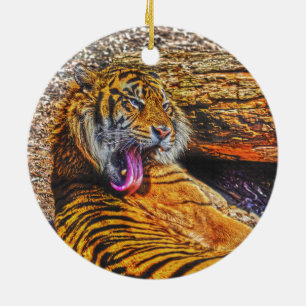 Vorbereiten von Sumatran Tiger Big Cat Wildlife Keramikornament