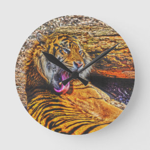 Vorbereiten von Sumatran Tiger Big Cat Wildlife Runde Wanduhr