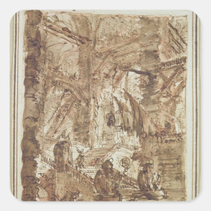 Vorbereitendes Zeichnen für Platte Nr. VIII Quadratischer Aufkleber