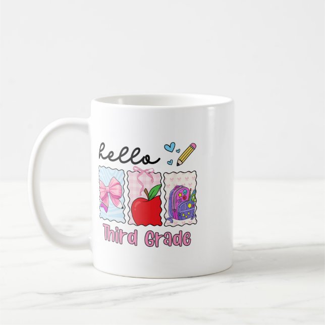 Vorbereitete Mädchen-Ck Zur Schule Hallo Dritte-Kl Kaffeetasse (Links)