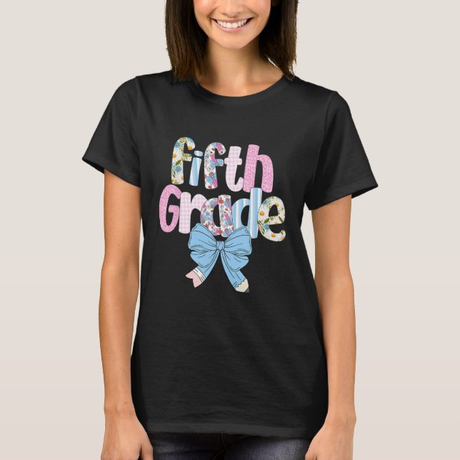 Vorbereiteter Lehrer der fünften Klasse Blaue Flor T-Shirt (Vorderseite)