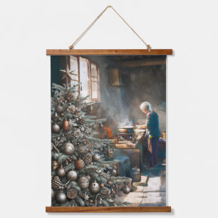 VORBEREITUNG AUF DAS WEIHNACHTSESSEN WANDTEPPICH MIT HOLZRAHMEN
