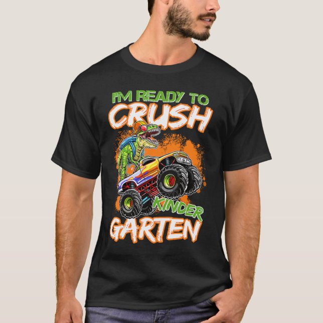 Vorbereitung auf den Crush Kindergarten LKW Dinosa T-Shirt (Vorderseite)