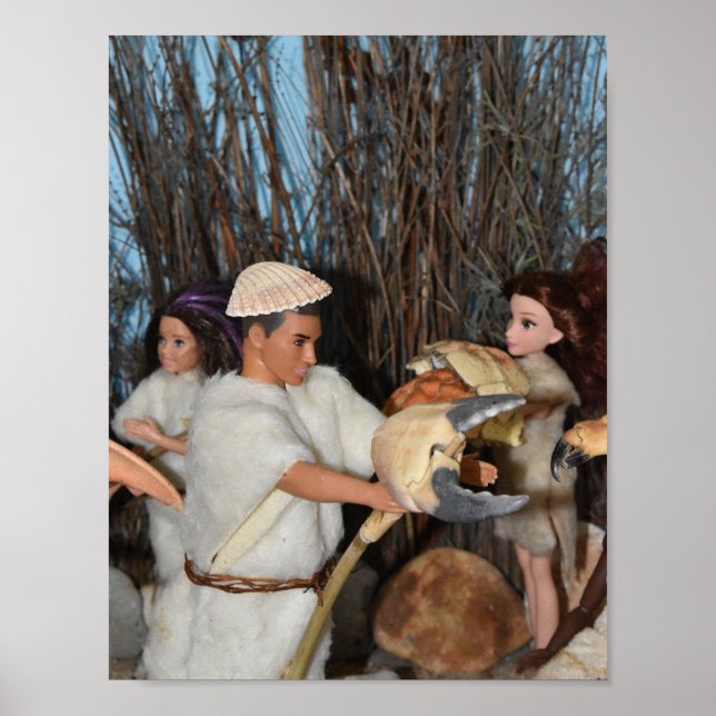 Vorbereitung auf eine prähistorische Jagd. Poster (Vorne)