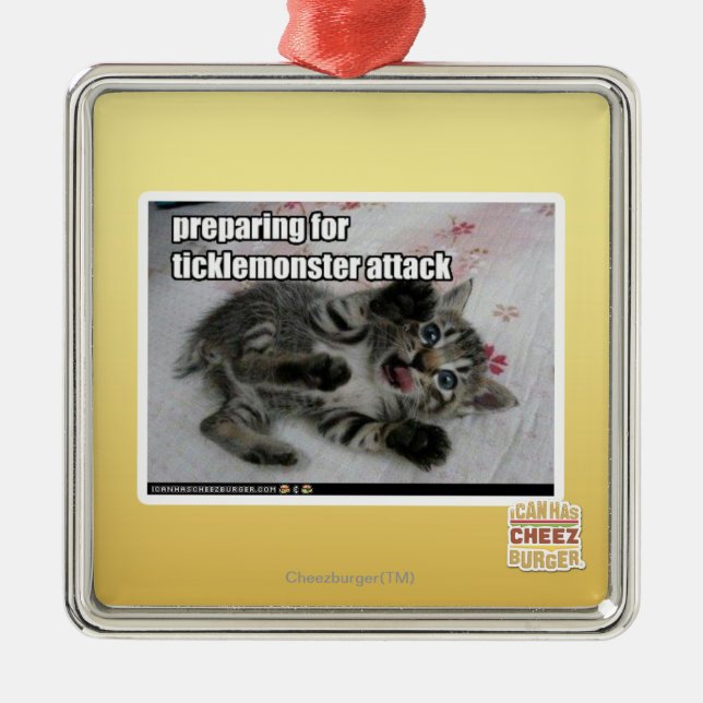 Vorbereitung auf Ticklemonsterattacken Silbernes Ornament (Vorne)