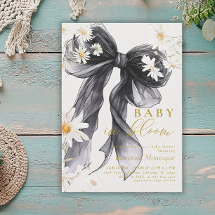 Vorbereitung Baby in Blüte Daisy Schwarze Schleife Einladung