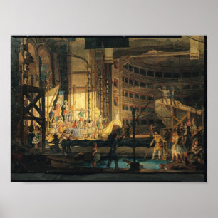 Vorbereitung der Landschaft in einem Theater Poster