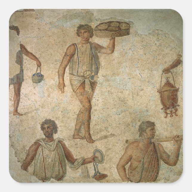 Vorbereitung für ein Bankett, Marmorteil, li Quadratischer Aufkleber (Vorderseite)