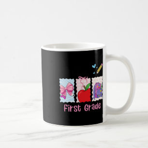Vorbereitung Mädchen Zurück zur Schule Hallo Erste Kaffeetasse