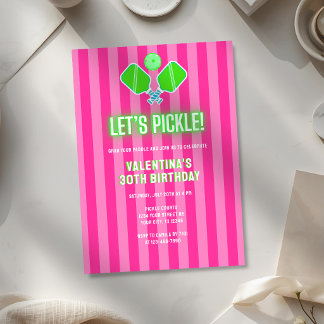 Vorbereitung Rosa und Grüne Gestreifte Pickleball- Einladung