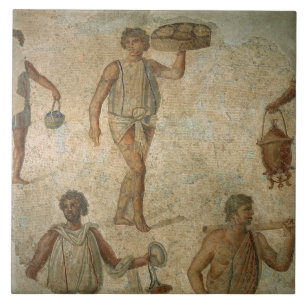 Vorbereitungen für ein Bankett, Fragment des Fliese