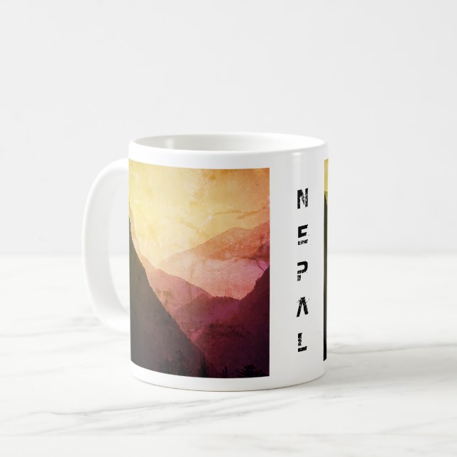 Vorberg von Everest, Vintager Himalaja, Nepal Kaffeetasse (Vorderseite Links)