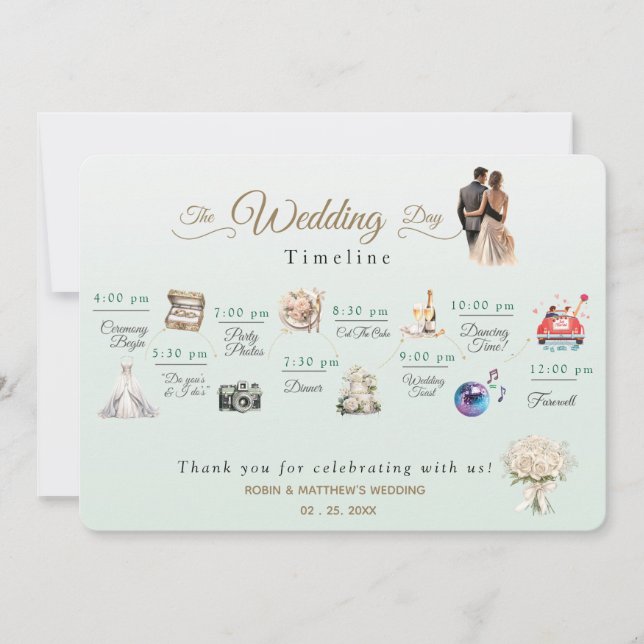 Vorbildliche minimale Hochzeitsprogramme Einladung (Vorderseite)