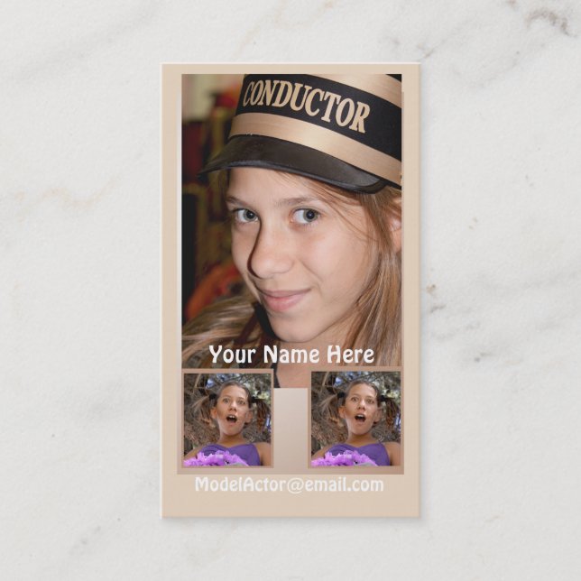 Vorbildliche Schauspielerheadshot-Visitenkarte Visitenkarte (Vorderseite)