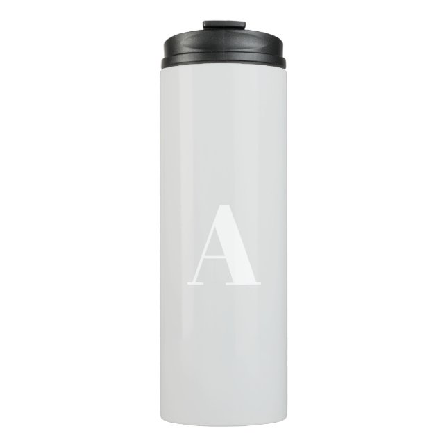 Vorbuchstabe in Monogramm, hellgrau, weiß Thermosbecher (Vorderseite)