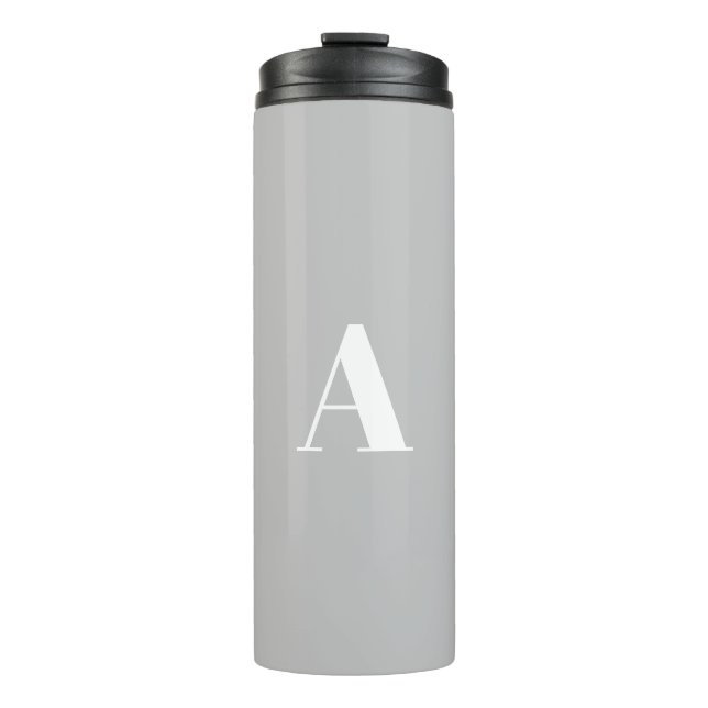 Vorbuchstaben in Monogramm hellgrau Thermosbecher (Vorderseite)