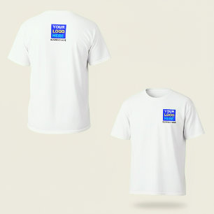 Vorder- und Rückseite von Firmennamen und Logos T-Shirt