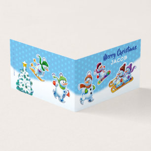 Vorder- und Rückseite Weihnachtskarten Snowmen Ska