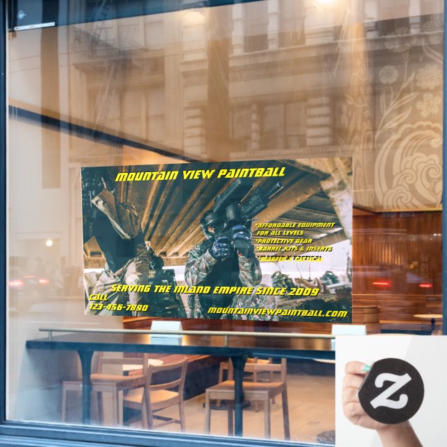 Vordere Ausrüstung für Paintball-Ladengetriebegerä Fensteraufkleber (Café-Fenster)