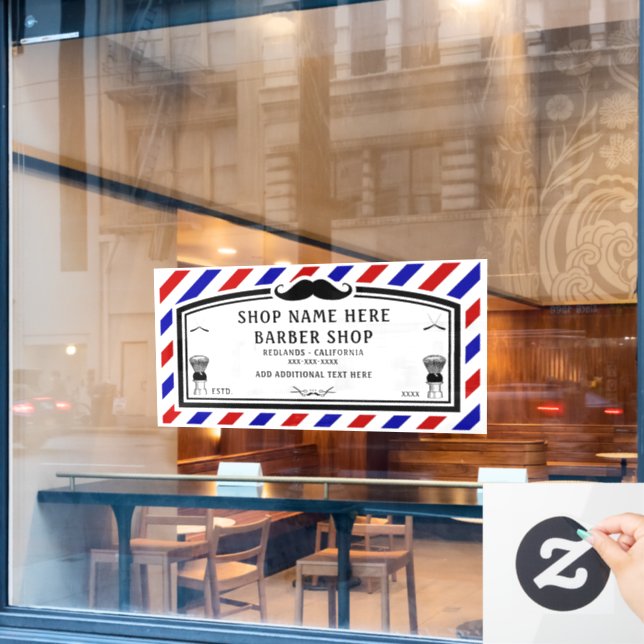 Vordere Barbershop-Anzeige anpassen Fensteraufkleber (Café-Fenster)