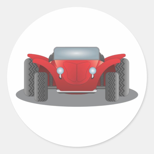 Vordere Buggy Rot und Schwarzer Düne Runder Aufkleber (Vorderseite)