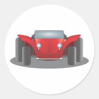 Vordere Buggy Rot und Schwarzer Düne Runder Aufkleber