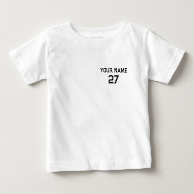 Vordere individuelle Name Nummer Baby T-shirt (Vorderseite)