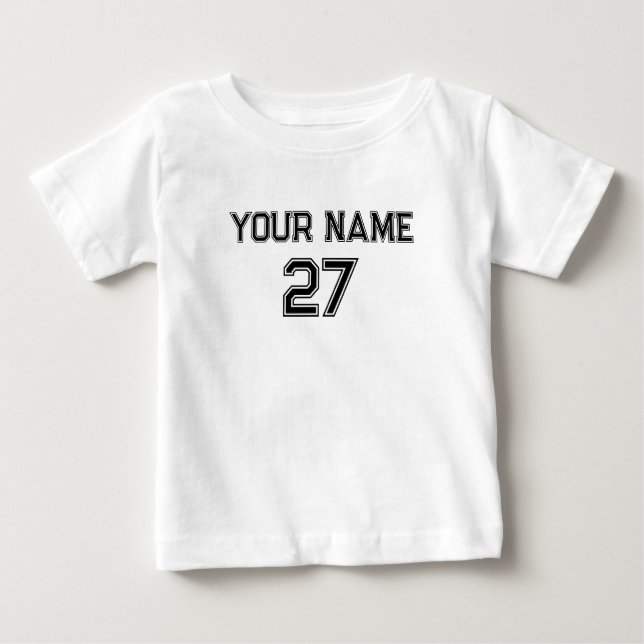 Vordere individuelle Name Nummer Baby T-shirt (Vorderseite)