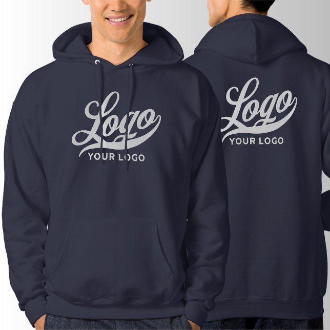 Vordere +Rückseite. Business-Logo Navy Blue Compan Hoodie (Von Creator hochgeladen)