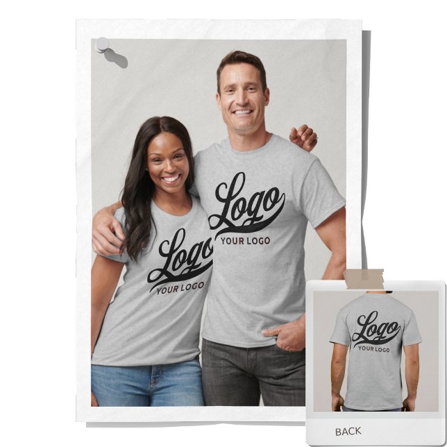 Vordere +Rückseite. Firmenlogo Grey Men Women T-Shirt (Von Creator hochgeladen)