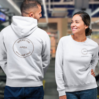 Vordere und Rückseite des Logos für den Namen des Sweatshirt