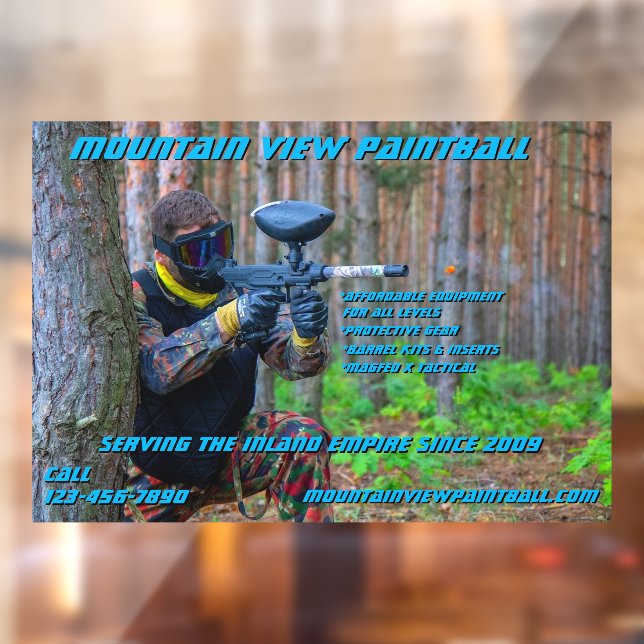 Vordere Vorderseite des Paintball-Shopgeräts Fensteraufkleber (Blatt 2)