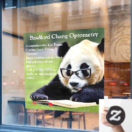 Vordere Vorderseite des Reading Panda Optometrie O Fensteraufkleber
