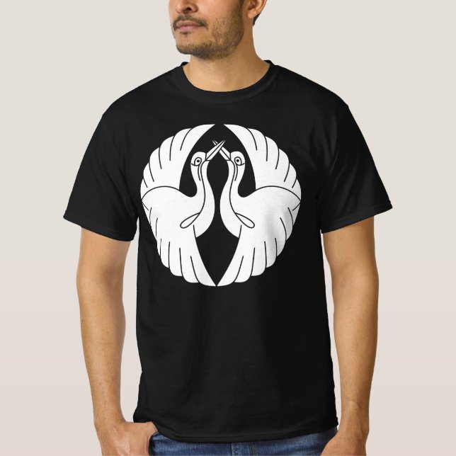 Vordere weiße Krane T-Shirt (Vorderseite)