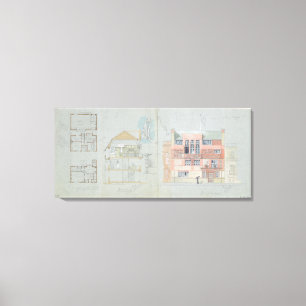 Vorderer Aufzug und Abschnitt für Haus und Studio Leinwanddruck