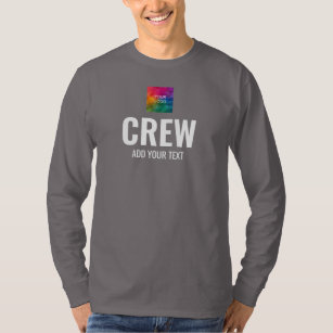 Vorderes Design Druck Langschläfer Crew T-Shirt