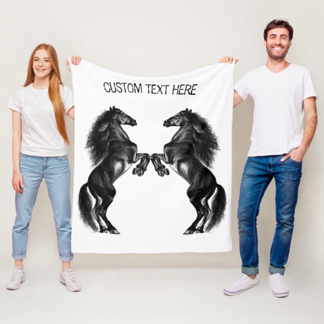 Vorderes Pferdeleder mit individuellem Text Fleecedecke (Beispiel)