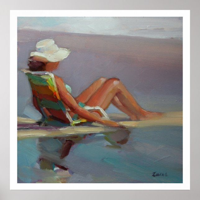 Vorderes Row Sea - Frau am Strand Poster (Vorne)