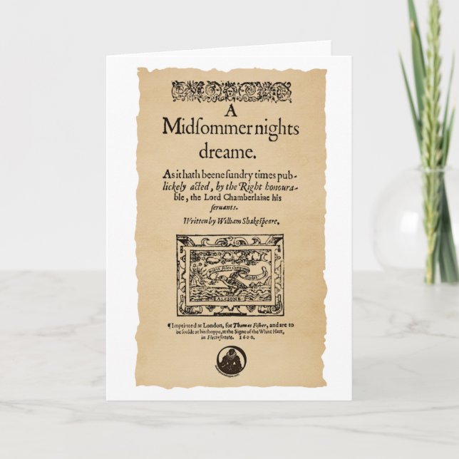Vorderes Stück zum Hochsommer-NachttraumQuarto Karte (Vorderseite)